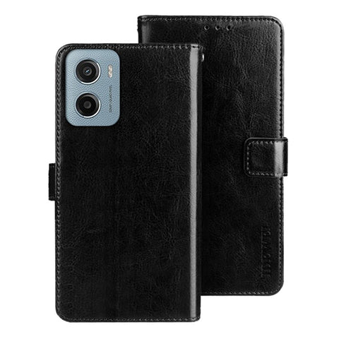 IDEWEI For Motorola Moto E15 4G Stand Case Crazy Horse Texture Leather Phone Cover
