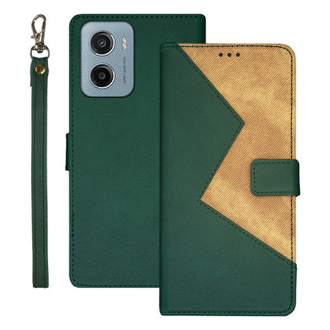 IDEWEI For Motorola Moto E15 4G Case Card Slots Splicing Color Leather Phone Cover