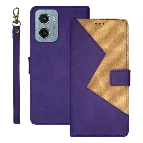 IDEWEI For Motorola Moto E15 4G Case Card Slots Splicing Color Leather Phone Cover