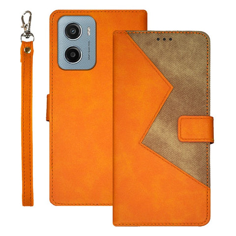 IDEWEI For Motorola Moto E15 4G Case Card Slots Splicing Color Leather Phone Cover