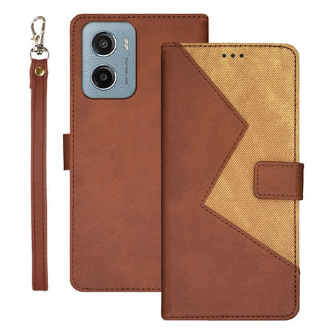 IDEWEI For Motorola Moto E15 4G Case Card Slots Splicing Color Leather Phone Cover