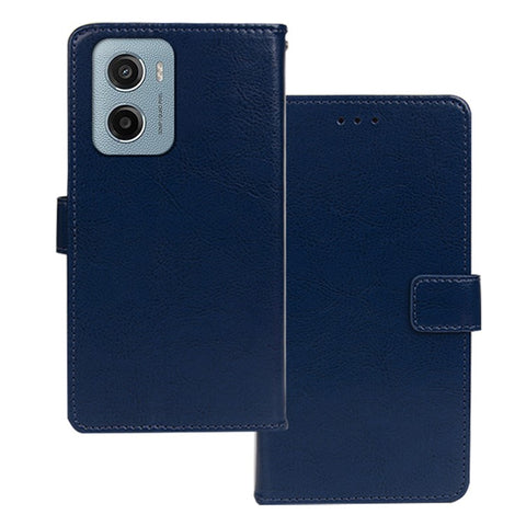 IDEWEI For Motorola Moto E15 4G Case Wallet Leather Phone Cover Crazy Horse Texture