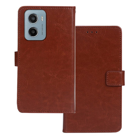 IDEWEI For Motorola Moto E15 4G Case Wallet Leather Phone Cover Crazy Horse Texture