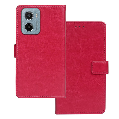 IDEWEI For Motorola Moto E15 4G Case Wallet Leather Phone Cover Crazy Horse Texture