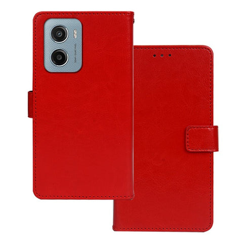 IDEWEI For Motorola Moto E15 4G Case Wallet Leather Phone Cover Crazy Horse Texture