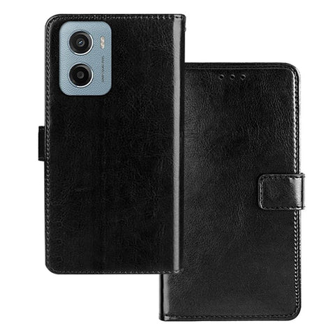 IDEWEI For Motorola Moto E15 4G Case Wallet Leather Phone Cover Crazy Horse Texture