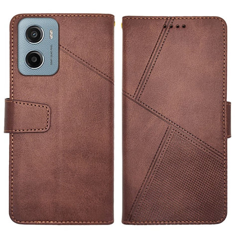 IDEWEI For Motorola Moto E15 4G Case Leather Wallet Phone Cover Stand Calf Texture