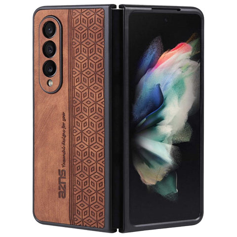 AZNS Anti-fall Phone Case For Samsung Galaxy Z Fold3 5G Imprinted Pattern PU Leather Coated PC Cell Phone Cover