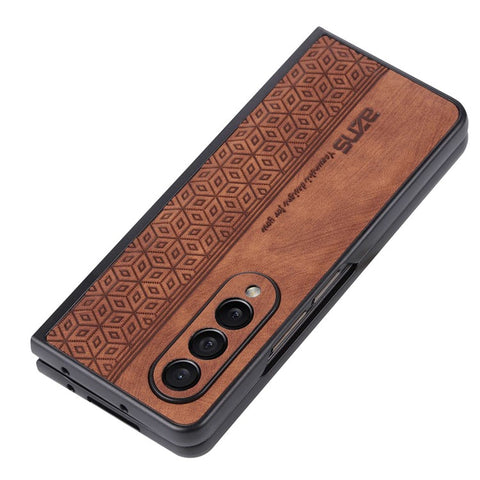 AZNS Anti-fall Phone Case For Samsung Galaxy Z Fold3 5G Imprinted Pattern PU Leather Coated PC Cell Phone Cover
