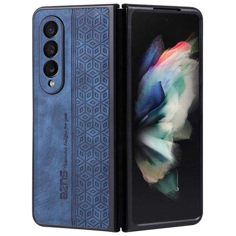 AZNS Anti-fall Phone Case For Samsung Galaxy Z Fold3 5G Imprinted Pattern PU Leather Coated PC Cell Phone Cover