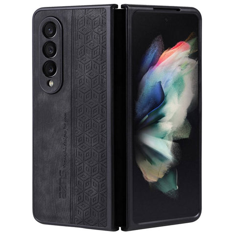 AZNS Anti-fall Phone Case For Samsung Galaxy Z Fold3 5G Imprinted Pattern PU Leather Coated PC Cell Phone Cover