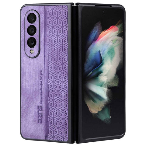 AZNS Anti-fall Phone Case For Samsung Galaxy Z Fold3 5G Imprinted Pattern PU Leather Coated PC Cell Phone Cover