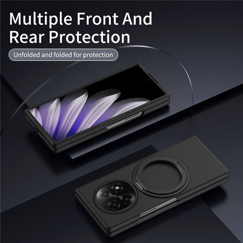 For Oppo Find N5 5G Magnetic Case Ring Kickstand Hard PC Cover with Tempered Glass Screen Film