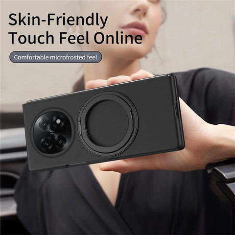 For Oppo Find N5 5G Magnetic Case Ring Kickstand Hard PC Cover with Tempered Glass Screen Film