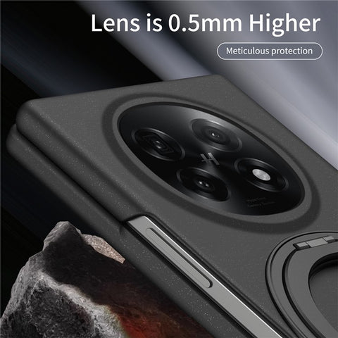 For Oppo Find N5 5G Magnetic Case Ring Kickstand Hard PC Cover with Tempered Glass Screen Film