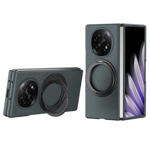 For Oppo Find N5 5G Magnetic Case Ring Kickstand Hard PC Cover with Tempered Glass Screen Film