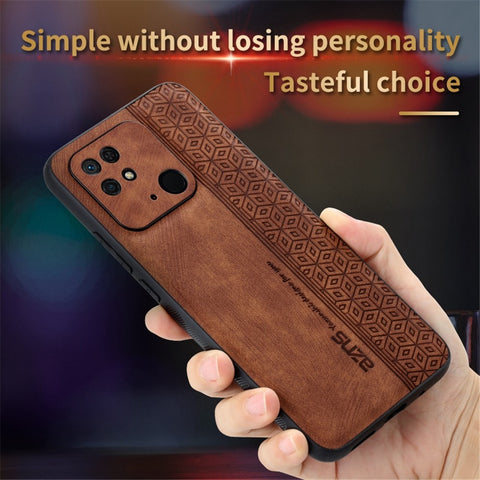 AZNS For Xiaomi Redmi 10C 4G Anti-slip Side Phone Case Imprinted Pattern PU Leather Coated TPU Anti-scratch Back Cover