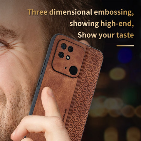 AZNS For Xiaomi Redmi 10C 4G Anti-slip Side Phone Case Imprinted Pattern PU Leather Coated TPU Anti-scratch Back Cover
