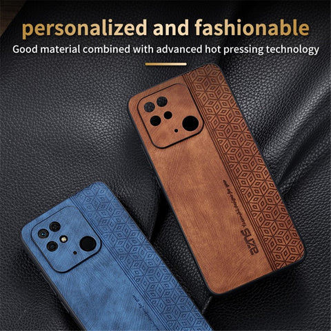 AZNS For Xiaomi Redmi 10C 4G Anti-slip Side Phone Case Imprinted Pattern PU Leather Coated TPU Anti-scratch Back Cover