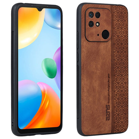 AZNS For Xiaomi Redmi 10C 4G Anti-slip Side Phone Case Imprinted Pattern PU Leather Coated TPU Anti-scratch Back Cover