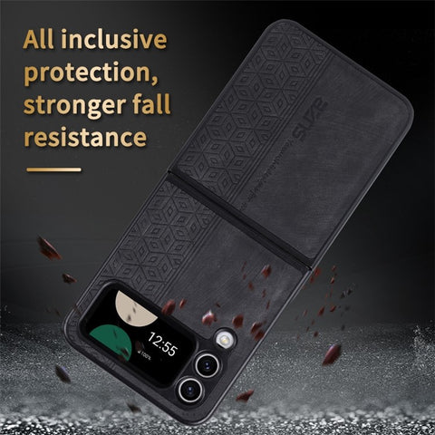 AZNS For Samsung Galaxy Z Flip3 5G Imprinted Pattern PU Leather Coated Folding PC Case Anti-scratch Cell Phone Cover