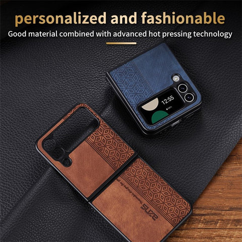 AZNS For Samsung Galaxy Z Flip3 5G Imprinted Pattern PU Leather Coated Folding PC Case Anti-scratch Cell Phone Cover