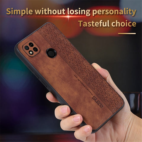 AZNS For Xiaomi Redmi 10A / Redmi 9C / Redmi 9C NFC Imprinted Pattern Anti-drop Phone Case PU Leather Coated TPU Cover