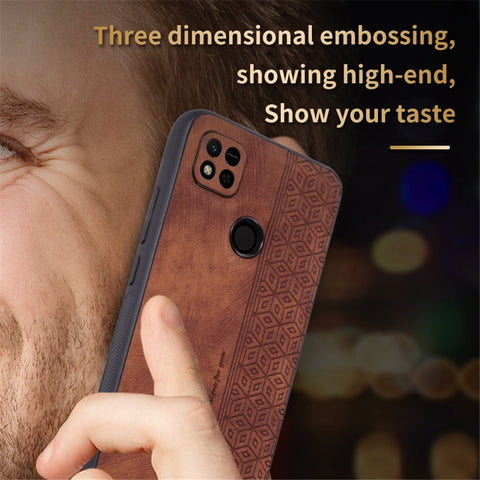 AZNS For Xiaomi Redmi 10A / Redmi 9C / Redmi 9C NFC Imprinted Pattern Anti-drop Phone Case PU Leather Coated TPU Cover