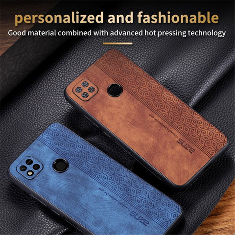 AZNS For Xiaomi Redmi 10A / Redmi 9C / Redmi 9C NFC Imprinted Pattern Anti-drop Phone Case PU Leather Coated TPU Cover