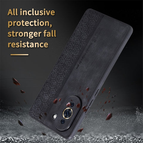 AZNS Leather Coated TPU Cover for Huawei nova 10 Pro 4G, Imprinted Pattern Anti-slip Side Edge Scratch-resistant Phone Case