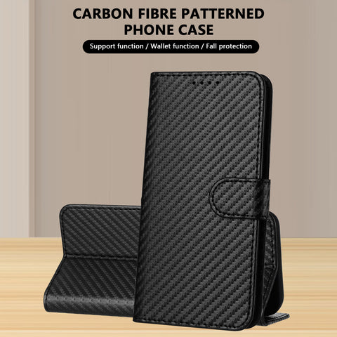 For Motorola Moto G54 5G / Motorola Moto G54 (China) 5G / Motorola Moto G73 5G / Motorola Moto G64 5G / Motorola Moto G64y 5G / Motorola Moto G14 4G Wallet Case with Strap Carbon Fiber Texture Leather Mobile Cover