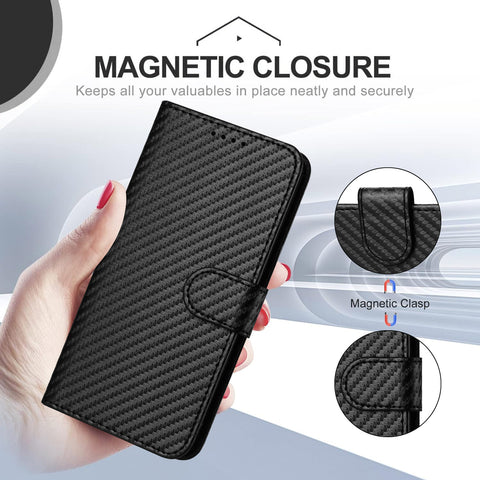 For Motorola Moto G54 5G / Motorola Moto G54 (China) 5G / Motorola Moto G73 5G / Motorola Moto G64 5G / Motorola Moto G64y 5G / Motorola Moto G14 4G Wallet Case with Strap Carbon Fiber Texture Leather Mobile Cover