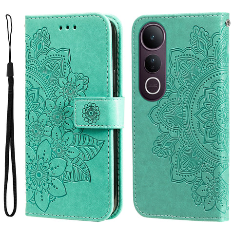 For vivo V50 Lite 4G Case Floral Pattern PU Leather Wallet Stand Phone Cover