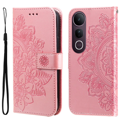 For vivo V50 Lite 4G Case Floral Pattern PU Leather Wallet Stand Phone Cover