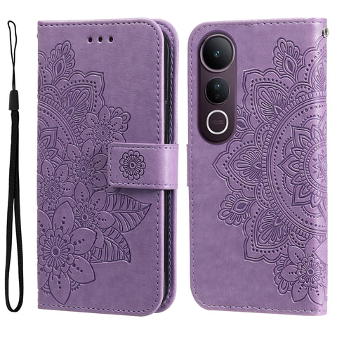 For vivo V50 Lite 4G Case Floral Pattern PU Leather Wallet Stand Phone Cover
