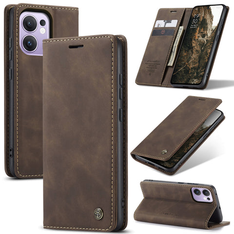 CASEME For Oppo Reno13 F 5G (Reno 13 FS 5G) / 4G Wallet Case  013 Series PU Leather Phone Cover Stand