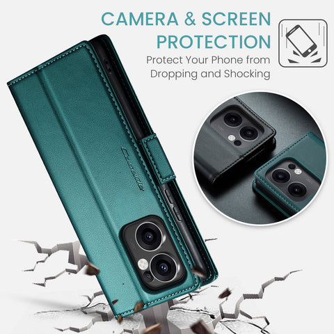 CASEME For Oppo Reno13 F 5G (Reno 13 FS 5G) / 4G Case  023 Series RFID Blocking Leather Wallet Stand Phone Cover