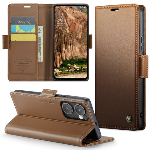 CASEME For Oppo Reno13 F 5G (Reno 13 FS 5G) / 4G Case  023 Series RFID Blocking Leather Wallet Stand Phone Cover