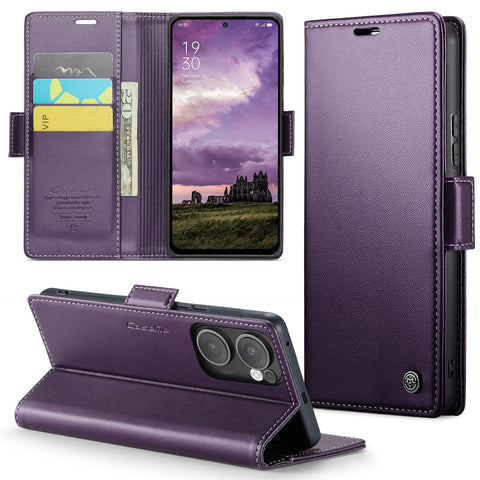 CASEME For Oppo Reno13 F 5G (Reno 13 FS 5G) / 4G Case  023 Series RFID Blocking Leather Wallet Stand Phone Cover