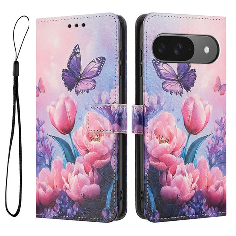 YX-2501 For Google Pixel 10 Pro / 10 / 9 Pro / 9 Case Pattern Printing PU Leather Wallet Phone Cover with Lanyard