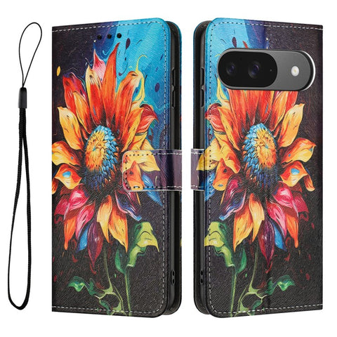 YX-2501 For Google Pixel 10 Pro / 10 / 9 Pro / 9 Case Pattern Printing PU Leather Wallet Phone Cover with Lanyard