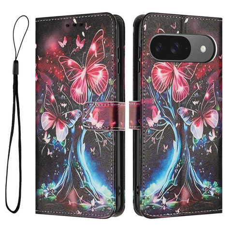 YX-2501 For Google Pixel 10 Pro / 10 / 9 Pro / 9 Case Pattern Printing PU Leather Wallet Phone Cover with Lanyard