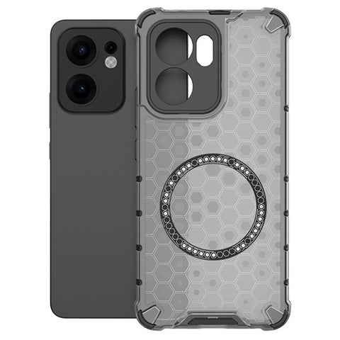 For Oppo Reno13 F 5G (Reno 13 FS 5G) / 4G Magnetic Case Honeycomb Design TPU + PC Phone Cover