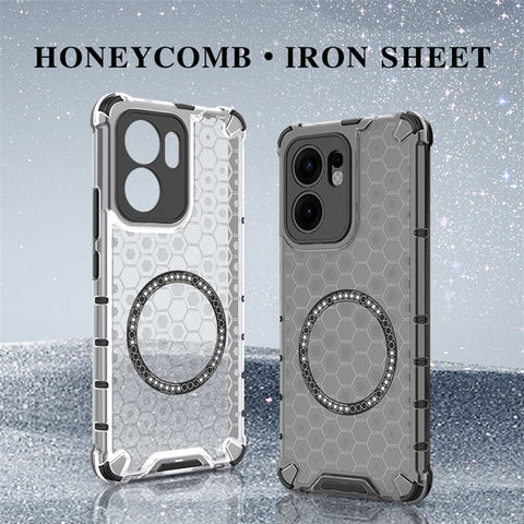 For Oppo Reno13 F 5G (Reno 13 FS 5G) / 4G Magnetic Case Honeycomb Design TPU + PC Phone Cover