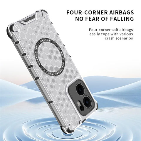 For Oppo Reno13 F 5G (Reno 13 FS 5G) / 4G Magnetic Case Honeycomb Design TPU + PC Phone Cover