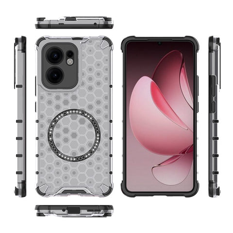 For Oppo Reno13 F 5G (Reno 13 FS 5G) / 4G Magnetic Case Honeycomb Design TPU + PC Phone Cover