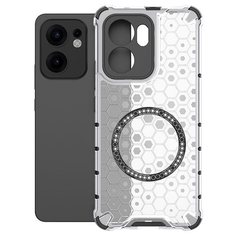 For Oppo Reno13 F 5G (Reno 13 FS 5G) / 4G Magnetic Case Honeycomb Design TPU + PC Phone Cover