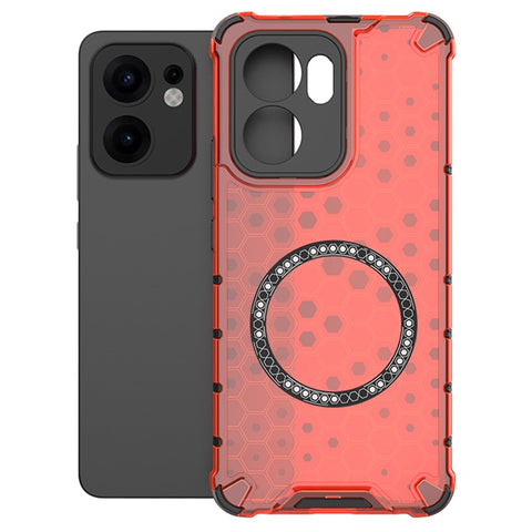 For Oppo Reno13 F 5G (Reno 13 FS 5G) / 4G Magnetic Case Honeycomb Design TPU + PC Phone Cover