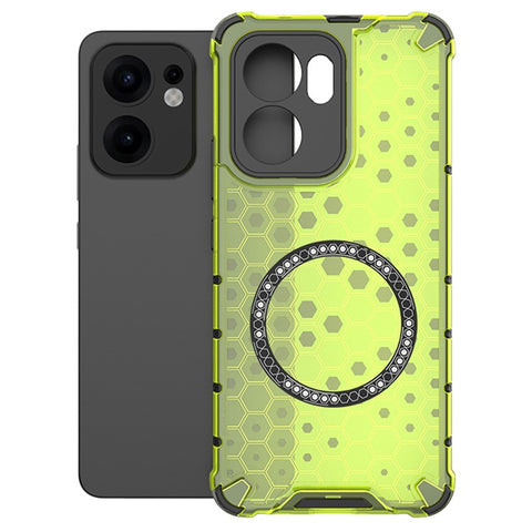 For Oppo Reno13 F 5G (Reno 13 FS 5G) / 4G Magnetic Case Honeycomb Design TPU + PC Phone Cover