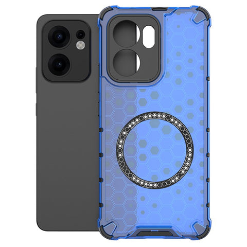 For Oppo Reno13 F 5G (Reno 13 FS 5G) / 4G Magnetic Case Honeycomb Design TPU + PC Phone Cover